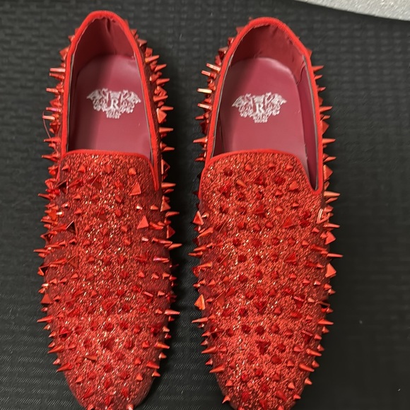 Royal Shoes Red Spikes Red Bottoms Mens Smoking Slip-on Dress Shoes Sizes 9 EUC main image 12